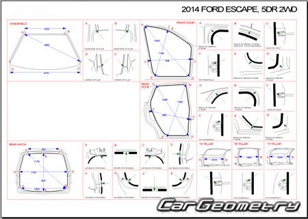 Ford Escape 2012-2016 Body dimensions