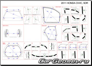 Honda Civic (FK) 5D 2006-2012 EURO Body dimensions
