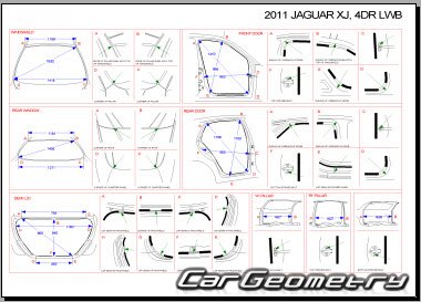 Jaguar XJ (X351)  2010-2017 (SWB  LWB) Body dimensions