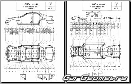 Honda Inspire & Saber (UA1 UA2 UA3) 19951998 (RH Japanese market) Body dimensions