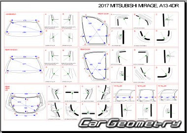 Mitsubishi Mirage G4 2016-2023 Body dimensions