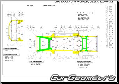 Toyota Camry Gracia (MCV2#, SXV2#) 1996-2001 (RH Japanese market) Body dimensions