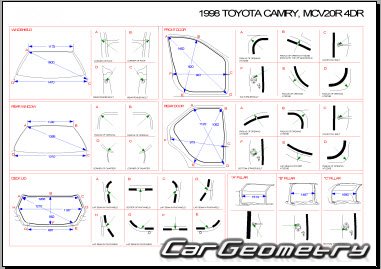 Toyota Camry Gracia (MCV2#, SXV2#) 1996-2001 (RH Japanese market) Body dimensions