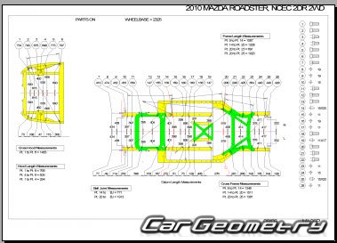 Mazda Roadster (NC) 20062014 (RH Japanese market) Body dimensions