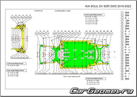   Kia Soul EV (SK3 EV) 2019-2024 Body dimensions