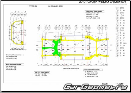 Toyota Allion  Toyota Premio (T260 T265) 2008-2016 (RH Japanese market) Body dimensions