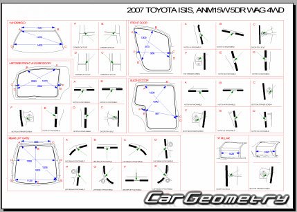   Toyota Isis (ANM1# ZNM1#) 20042017 (RH Japanese market) Body dimensions