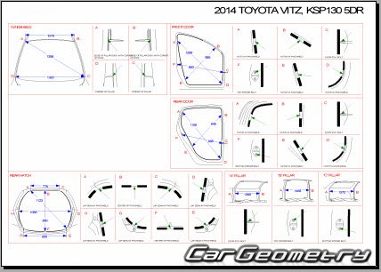   Toyota Vitz 2010-2016 (RH Japanese market) Body dimensions