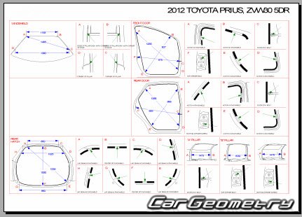   Toyota Prius (ZVW30) 2009-2015 (RH Japanese market) Body dimensions