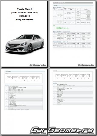   Toyota Mark X (GRX13#) 2016-2019 (RH Japanese market) Body dimensions