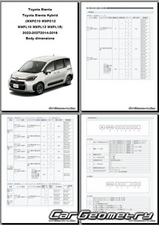   Toyota Sienta (MXPC1#) 2022-2027 (RH Japanese market) Body dimensions