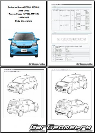 Toyota Passo  Daihatsu Boon (M700 M710) 20162022 (RH Japanese market) Body dimensions