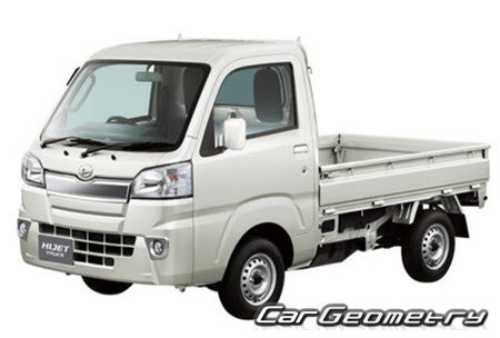 Кузовные размеры Daihatsu Hijet Truck (S500P S510P) 2014-2021, Размеры кузова Дайхатсу Хайджет Трак 2014-2021