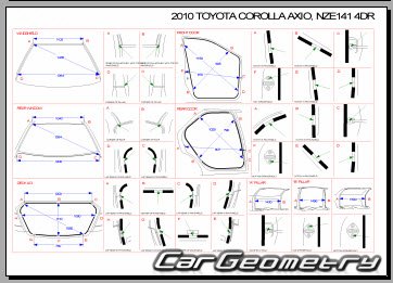   Toyota Corolla Axio (E14#) 2006-2012 (RH Japanese market) Body dimensions