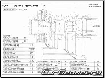   Honda Civic Type-R (FN2) 2009-2012 (RH Japanese market) Body dimensions