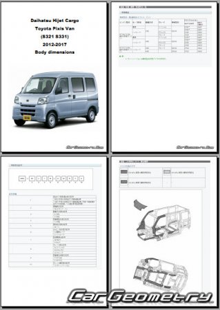 Daihatsu Hijet Cargo  Toyota Pixis Van 2012-2017 (RH Japanese market) Body dimensions