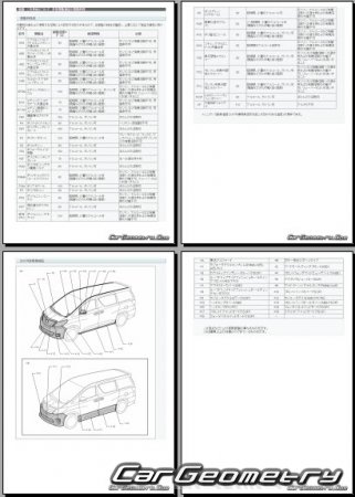 Toyota Alphard Vellfire Hybrid (ATH20W) 2011-2015 (RH Japanese market) Body dimensions