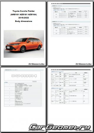   Toyota Corolla Fielder (E16#) 2015-2022 (RH Japanese market) Body dimensions