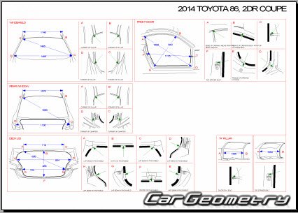   Toyota 86 (ZN6 GRMN86) 2012-2020 (RH Japanese market) Body dimensions