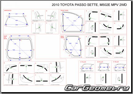 Daihatsu Boon Luminas  Toyota Passo Sette 2008-2015 (RH Japanese market) Body dimensions