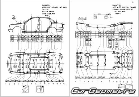 Daihatsu Applause 1990-2000 Body dimensions