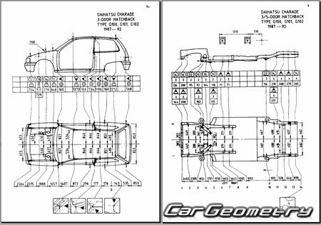 Daihatsu Charade (G100) 1987-1993 Body dimensions