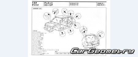 Daihatsu Storia & Sirion (M100 M110) 1998-2004 Body dimensions