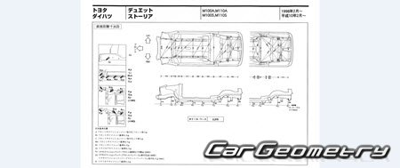 Daihatsu Storia & Sirion (M100 M110) 1998-2004 Body dimensions