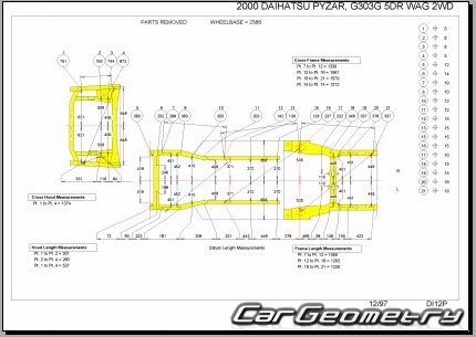 Daihatsu Pyzar (G303G G313G) 1996-2002 (RH Japanese market) Body dimensions