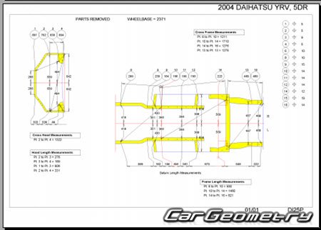 Daihatsu YRV (M200G M201G M211G) 2000-2005 (RH Japanese market) Body dimensions