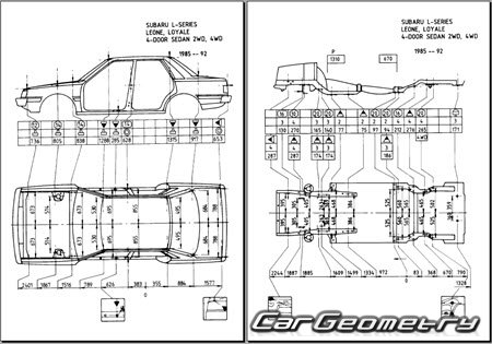 Subaru Leone 1985-1993 (RH Japanese market) Body dimensions