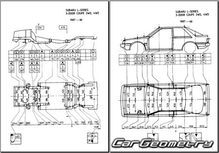 Subaru Leone 1985-1993 (RH Japanese market) Body dimensions