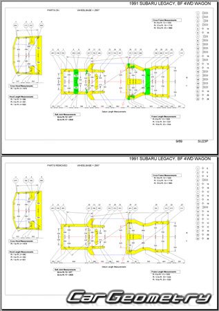 Subaru Legacy (BC BF) 1990-1994 (RH Japanese market) Body dimensions