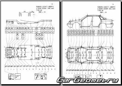 Subaru Legacy (BC BF) 1990-1994 (RH Japanese market) Body dimensions