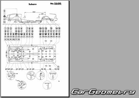 Subaru Legacy (BC BF) 1990-1994 (RH Japanese market) Body dimensions