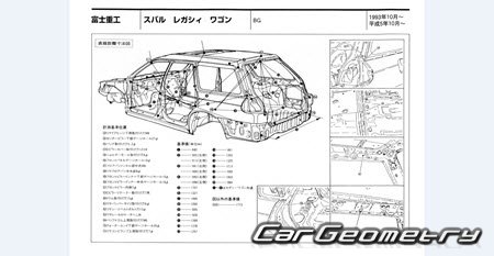 Subaru Legacy (BD BG) 1994-1999 (RH Japanese market) Body dimensions