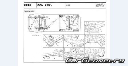 Subaru Legacy (BD BG) 1994-1999 (RH Japanese market) Body dimensions