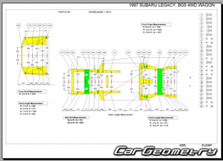 Subaru Legacy (BD BG) 1994-1999 (RH Japanese market) Body dimensions