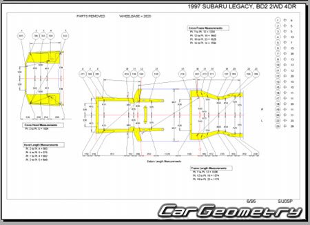 Subaru Legacy (BD BG) 1994-1999 (RH Japanese market) Body dimensions