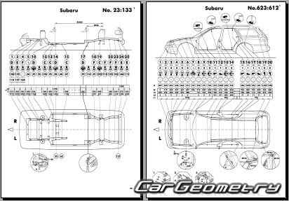 Subaru Legacy (BD BG) 1994-1999 (RH Japanese market) Body dimensions