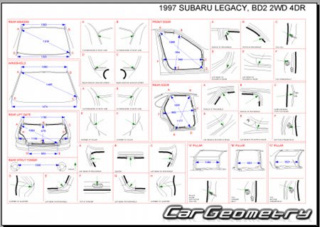 Subaru Legacy (BD BG) 1994-1999 (RH Japanese market) Body dimensions