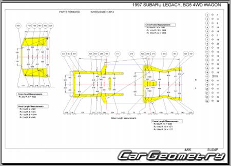 Subaru Legacy (BD BG) 1994-1999 (RH Japanese market) Body dimensions