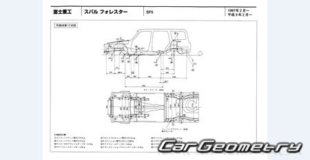 Subaru Forester (SF5) 1997-2002 (RH Japanese market) Body dimensions