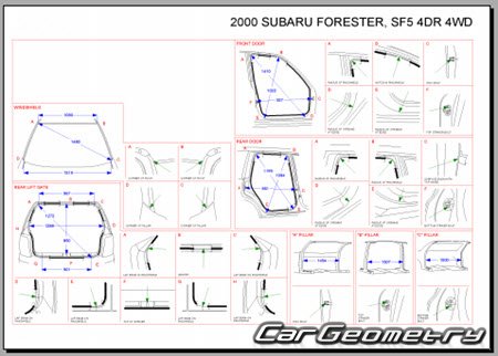 Subaru Forester (SF5) 1997-2002 (RH Japanese market) Body dimensions