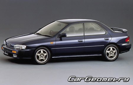 Subaru Impreza (GC GF) 1992-2000 (RH Japanese market) Body dimensions