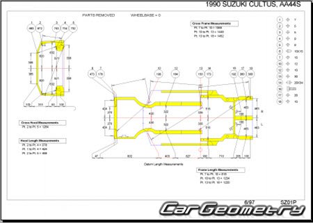 Suzuki Cultus (3DR 5DR 4DR Cabrio) 1988-1998 (RH Japanese market) Body dimensions