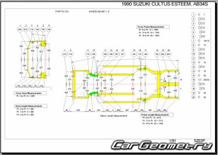 Suzuki Cultus (3DR 5DR 4DR Cabrio) 1988-1998 (RH Japanese market) Body dimensions