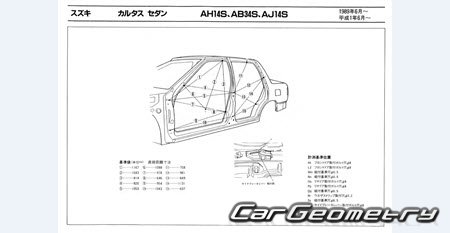 Suzuki Cultus (3DR 5DR 4DR Cabrio) 1988-1998 (RH Japanese market) Body dimensions