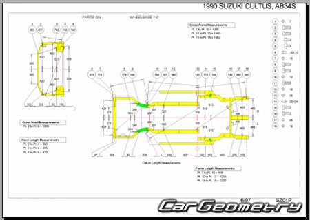 Suzuki Cultus (3DR 5DR 4DR Cabrio) 1988-1998 (RH Japanese market) Body dimensions