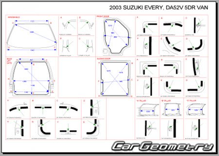 Suzuki Every & Carry Track (DA52 DB52) 1999-2005 (RH Japanese market) Body dimensions